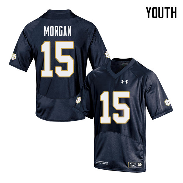 Youth NCAA Notre Dame Fighting Irish #15 D.J. Morgan Stitched College Under Armour Authentic Navy Football Jersey VV10U22ME